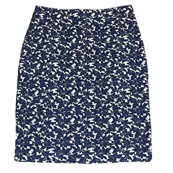 Michael Michael Kors Blue Textured Leaves Pencil Skirt Back Zip Size S 22" Long - Picture 1 of 9